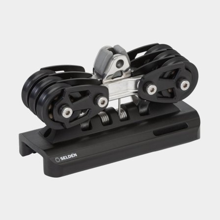 Seldén System 30 - Main Ball Bearing Car, Ball Bearing Sheaves, 6:1 Purchase, Stainless Toggle with Stand-Up (443-351-03)
