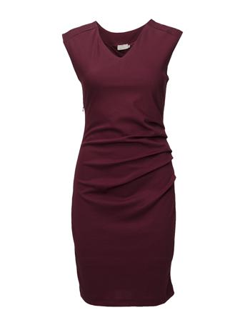 India V-Neck Dress Knälång Klänning Röd Kaffe