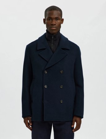 Selected Slharchive Wool Blend Peacoat - Navy - XXL