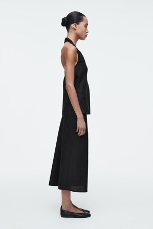 COS Women's Top De Cuello Halter En Mezcla De Lino in Negro