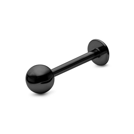 Orecchino a bottone Labret da 6 mm con punta a sfera in acciaio chirurgico nero per uomini - Gioielli per piercing all'orecchio