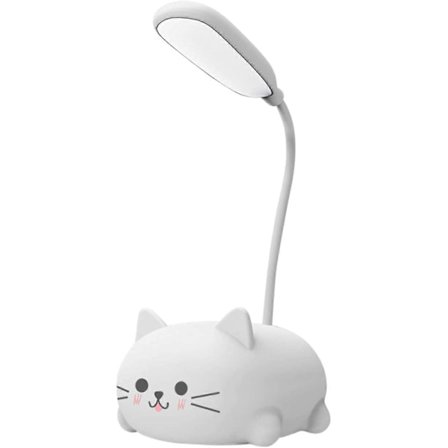 Bordlampe til børn, sød kat LED-bordlampe med fleksibel arm, USB-genopladelig bordlampe, øjenbeskyttelse, læselampe, tegneserie Kawaii (FMY)
