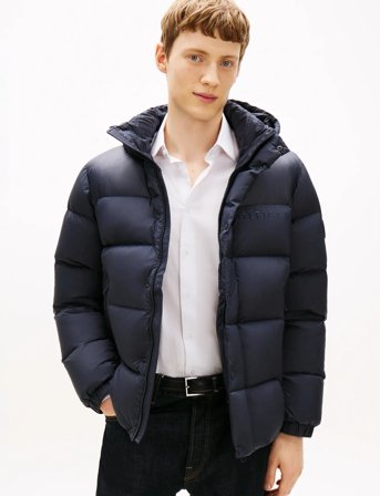 Tommy Hilfiger Mix Down Hooded Puffer - Navy - XXL