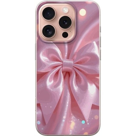 Kompatibelt Mobildeksel til Apple iPhone 16 Pro Rosa satengbånd - Elegante glitterbånd med lyseffekter