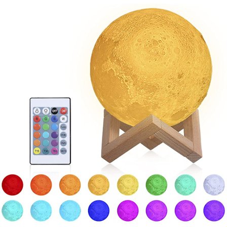 Månelampe 15cm, 3d Trykk Månelys Dimbar Gjenladbar Fjernkontroll & Berøringskontroll