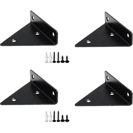 4 stk. Flydende Hyldeknægte Flydende Med 16 Skruer - Sort db