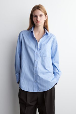 COS Women's Tailored Pima Cotton Shirt in Blue
