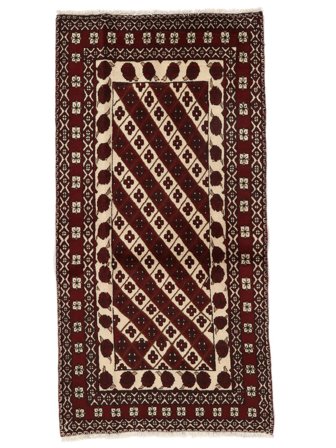Baluch Rug 97X190 Black/Brown Wool, Persia
