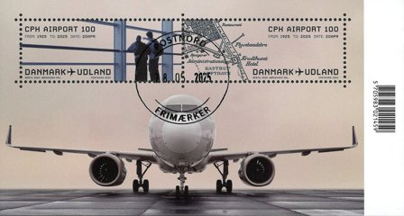 Danmark - Københavns Lufthavn 100 år - Stemplet miniark