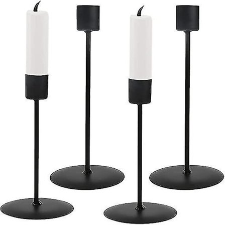 4 stk. Jern Lysestager Sorte Vintage Lysestager