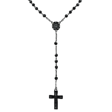 Herre rosenkrans i rustfrit stål Sort 52 cm