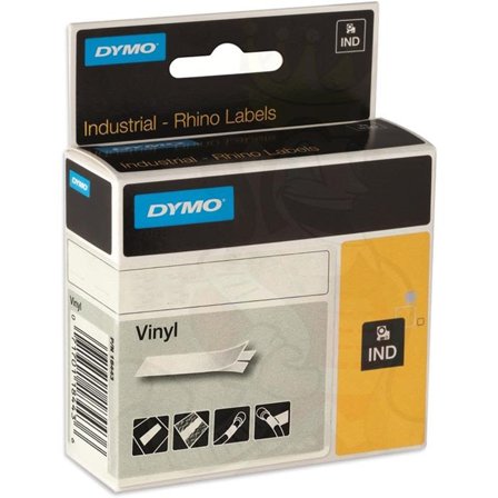 DYMO Rhino Teip farget vinyl, 12 mm Svart på gult, Markere & markører