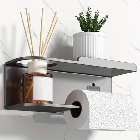 Vægmonteret Papirhåndklædeholder med Duftopbevaring - Multifunktionel Organizer til Køkken & Badeværelse, Selvklæbende, Pladsbesparende_TF_TF