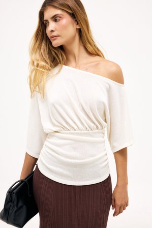 NA-KD Haut Focus à taille drapée - - Crème - XS