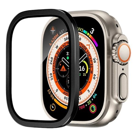 Aluminiumlegeringsfodral + Härdat glas för Apple Watch Ultra 2 49mm Anti-rep Skärmskydd för iWatch Ultra 49mm Skyddsfilm