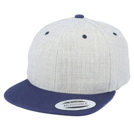 Yupoong - Grå snapback Caps - Kids Classic Heather Grey/navy Snapback @ Hatstore