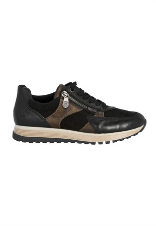 Rieker - Komfortabel sneaker i læder i sort til damer i størrelse 42 - Cellbes
