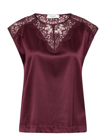 Rosemunde Rwjade Silk Sl Lace Top - Burgundy - 36