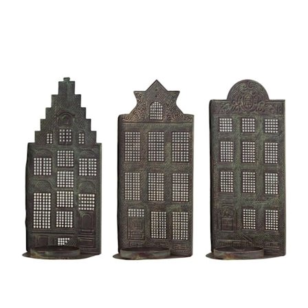 Ljushållarset Hus set/3 Antik mässing Chic Antique