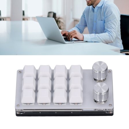 Mini USB-tangentbord med 12 tangenter, multifunktionellt programmerbart kortkommando-tangentbord med 2 rattar för spel