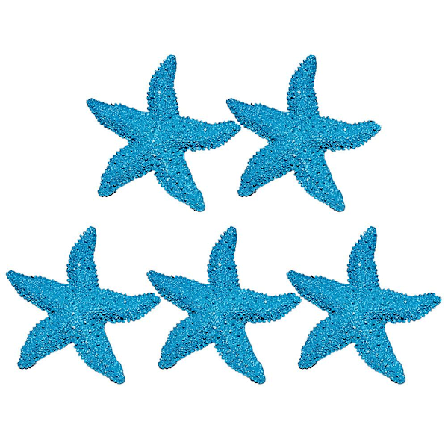 5 stk akvariumdekorasjon kunstig harpiks pentagram ornament for undervanns fisktank dekorasjon (lyseblå) (7,6X1,7cm, blå)