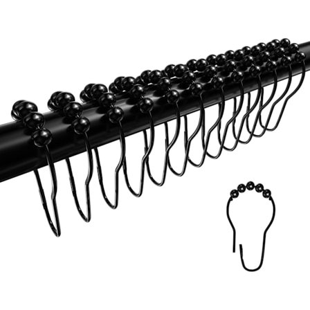 Duschdraperi-krokar, rostfria metallglidande duschdraperi-ringar för badrum duschstänger gardiner, 12 set