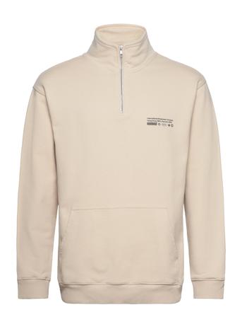 Wblass Tech Half-Zip Sweat-shirt Genser Creme Woodbird*Betinget Tilbud