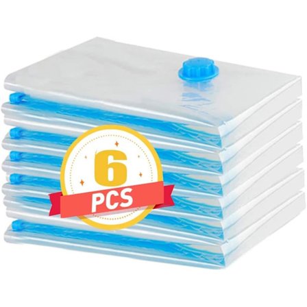 Vakuum oppbevaringsposer, 6-pakning Vakuumposer klær, for å oppbevare klær og sengetøy, kan spare plass, støvfri, holder seg unna fuktighet 6 stk 