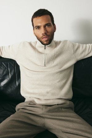 Kappahl | Genser med half-zip | Melert beige