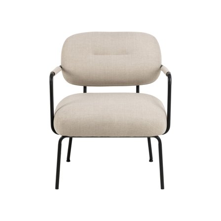 Dillon Sessel in Beige Sand, moderner Loungesessel mit Armlehnen und schwarzem Gestell, bequemer Polsterstuhl, Höhe 79,5cm, zeitloses Design