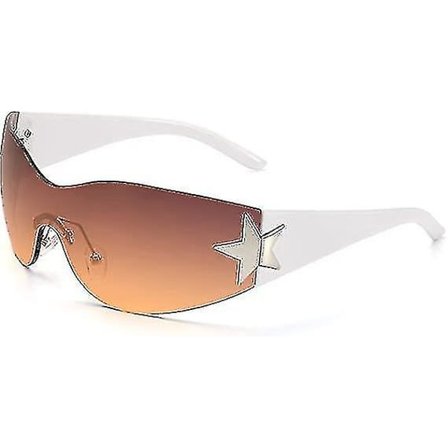 Kehyksettömät Y2k-aurinkolasit naisille ja miehille, käärittävät tähtiaurinkolasit, ylidimensionaalinen kehyksetön trendikäs aurinkolasit(Valkoiset 