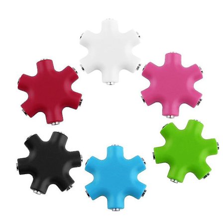 6-veis 3,5 mm lydhodetelefonfordeler Aux-kabel MP3