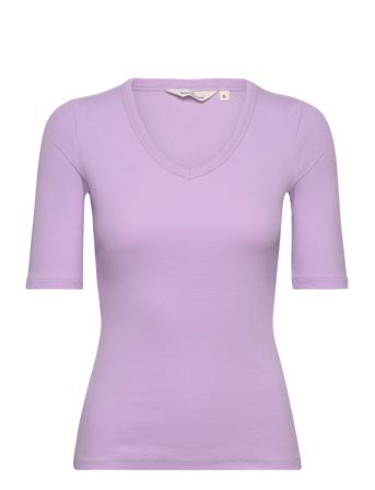 Ludmilla Ss Tee Gots Purple Basic Apparel