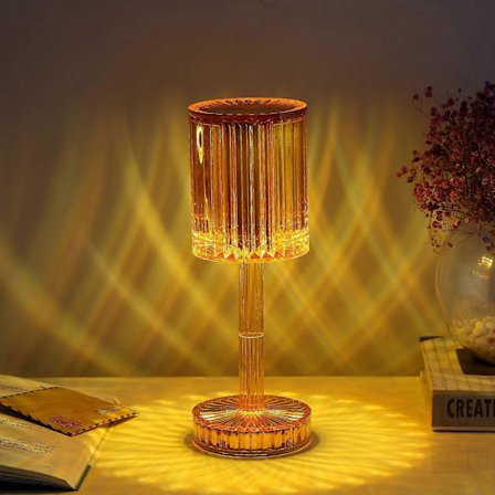 Kristall Diamant Bordlampe LED Romantisk Hjem Bar Atmosfære Lampe Dekorasjon amber Three-color touch model