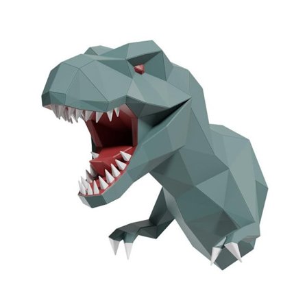 1 stk Væghængt Dinosaurhoved - Origami Dinosaur Trofæ Papir