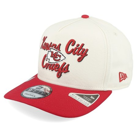 New Era - NFL Vit adjustable Keps - Kansas City Chiefs 9FIFTY Chainstitch White/Red A-Frame Adjustable @ Hatstore