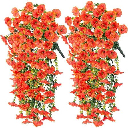 2-pakning med kunstige edderkopplanter - Innendørs og utendørs bruk - Dekorativ - Grønne kunstige planter (oransje)
