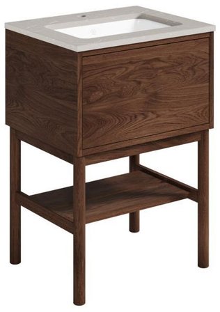 Gustavsberg Ducentic GB71DCVU60AWSG11LF Kommode med ben, 60 cm, brun eik/grå stein, 1 blandebatterihull Brun eik/Grå stein, Baderom