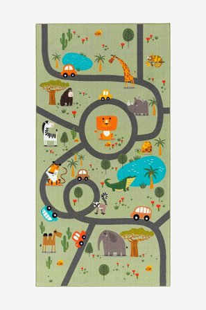 KM Home - Børnetæppe Play - Grøn - Børnegulvtæpper - 80X150 - Fra Homeroom