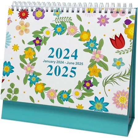 2024-2025 Skrivebords Kalender - Stående Flip Skrivebords Kalender 2024-2025, Januar 2024 Til Juni 2025, 18 Måneders Skrivebords Kalender Med Tykt 