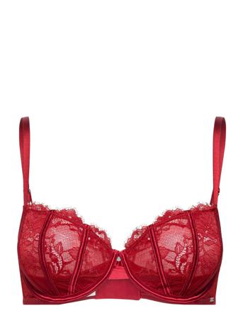 Bra Amie Wire Lace Satin Lingerie Bras & Tops Balc Tte Bras Röd Lindex