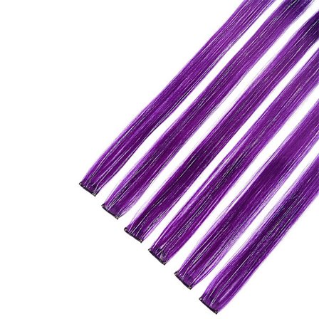 Syntetisk 6st Clip i Hot Pink Hair Extensions Mix glitter, 22 tums färgat hårförlängning, 2 i 1 Rainbow Hair