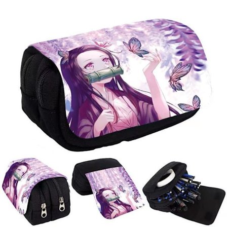 Anime Penalhus Multifunktionelt Stor Kapacitet Pen Taske 2 Rum Opbevaringspose med Lynlås