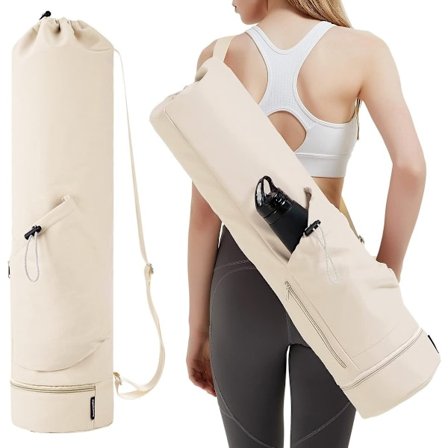 Yoga taske - skuldertaske - sportsmåtte rygsæk - 1 stk, beige, 78x19 cm