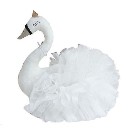 Barnrumsdekoration Baby sovdocka Söt svan gosedjur leksak Mjuk gasvävskudde (Vit)