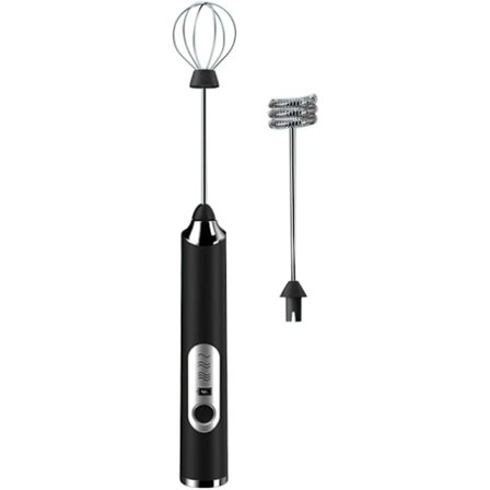 Mælkeskummer Håndholdt, Elektrisk Piskepisker Bærbar Drikkeblander Rustfrit Stål Mælkeskummer Til Kaffe, Frappe, Matcha, Varm Chokolade (sort)