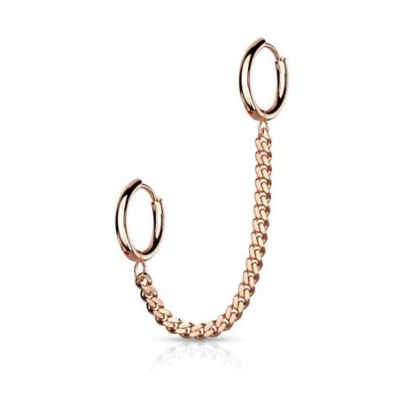 Tragus Linked ketju Hoops-korvakoruilla IP-316L kirurgista terästä 3 Rose Guld