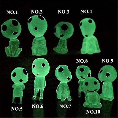 10 stk. Ghibli Kodama Træåndsfigur Prinsesse Mononoke Miniaturer Glødende Figur Lysende Elf Træ Dukker