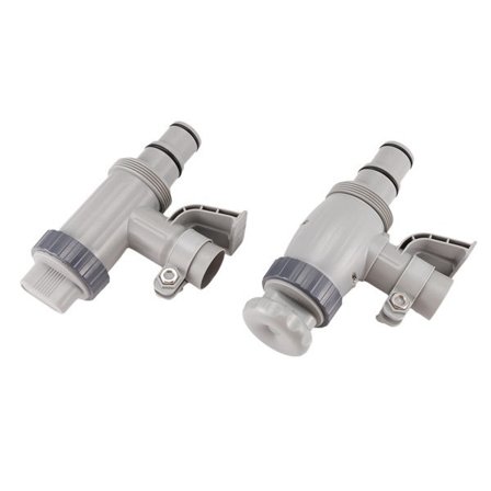 Avstängningsventil för pool med 32mm 38mm slanganslutning, Avstängningsventil för pool med 2 extra slangklämmor, Dubbel delad slangventil Plun