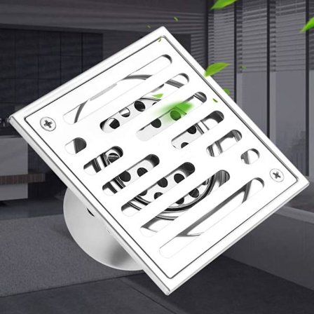 Golvavlopp i rostfritt stål, luktfri, fyrkantig, badrumsavlopp, duschavlopp med stor kaliber, 150 * 150 mm